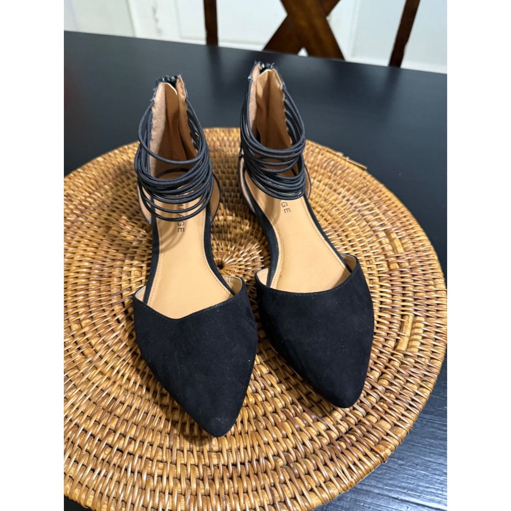 Rampage Pretty Black Pointed Toe Strappy Ankle Cage d'Orsay Flats Size 8.5 M